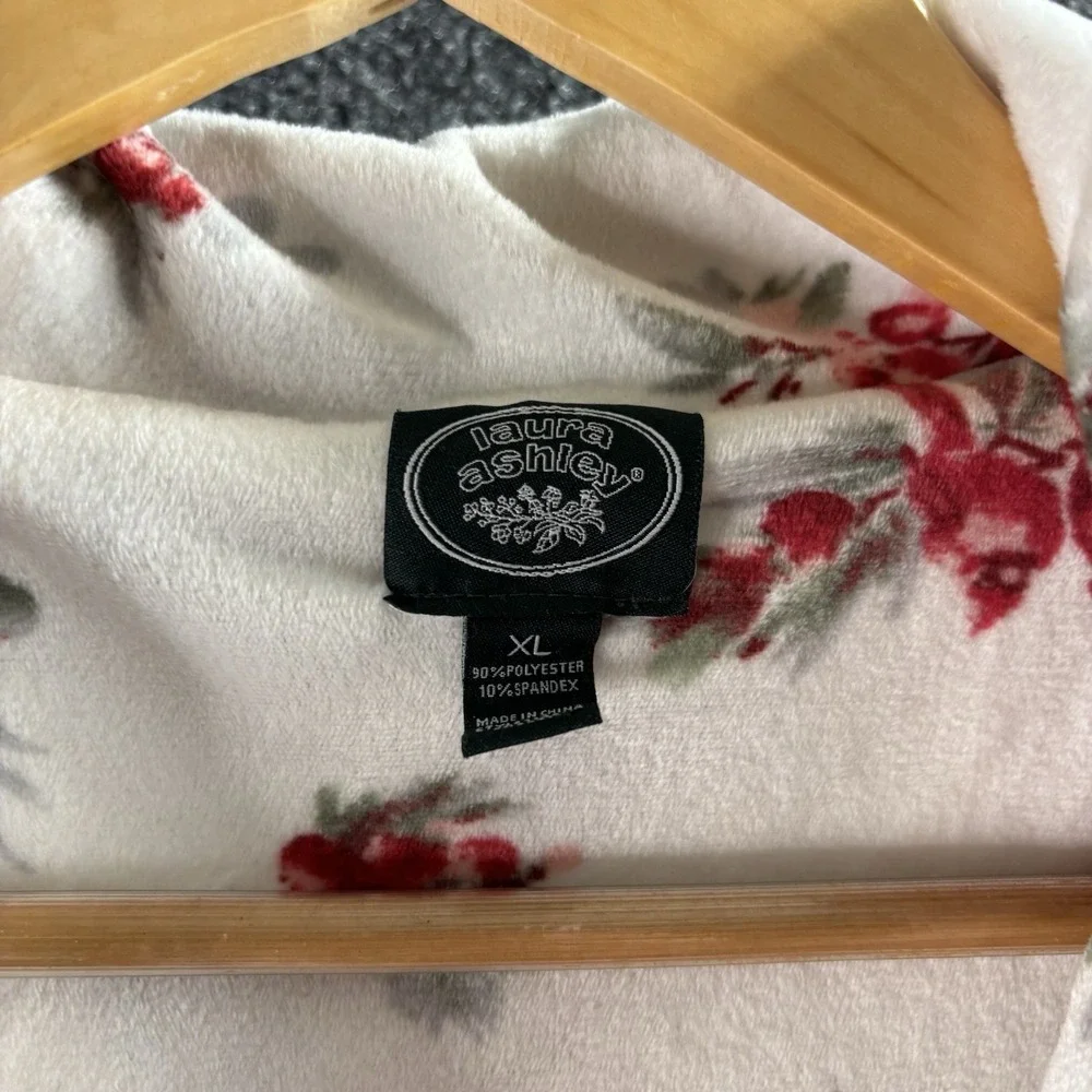 LAURA ASHLEY Sleep Shirt Pajama Top XL White Florals